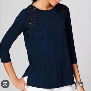 J. Jill size L woman black 3/4 Sleeve Blouse